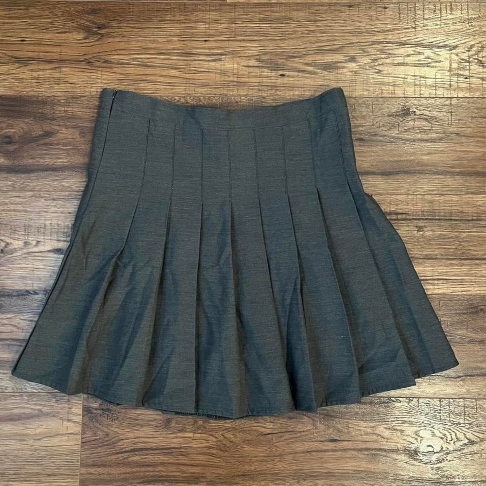 Vintage Grey Pleated Mini Skirt Skort Y2K Schoolgirl Women 10‎ Large Preppy